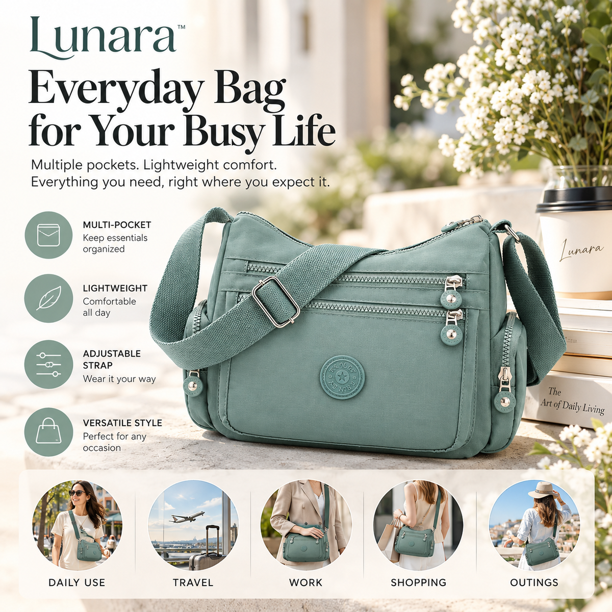 Lunara™ Multi-Pocket Crossbody Everything Has Its Place