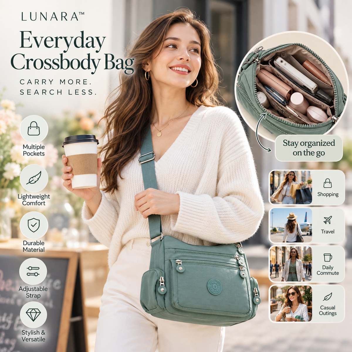Lunara™ Multi-Pocket Crossbody Everything Has Its Place