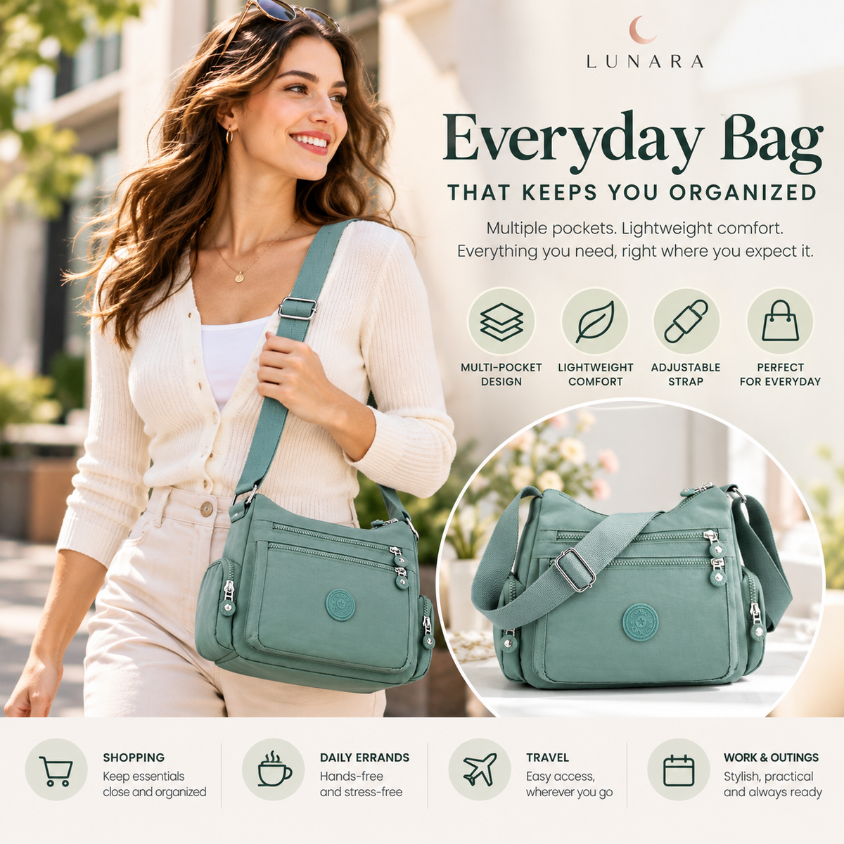 Lunara™ Multi-Pocket Crossbody Everything Has Its Place